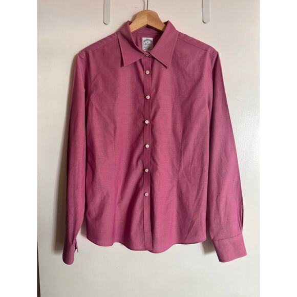 Brooks Brothers Pink Long Sleeve Button Down Shirt Fitted Non Iron Stretch | 14 - Picture 1 of 4